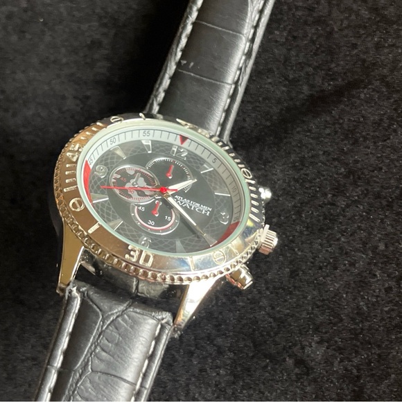 Atlas For Men Watch - Black Faux Leather Strap- No Box - Picture 9 of 10